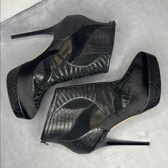 Jimmy Choo Snakeskin Platform Stiletto Ankle Boots Luxe Rare - Picture 8 of 11